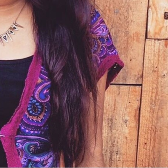 Purple/pink/blue Short Kimono/Open Shirt - Picture 2 of 4